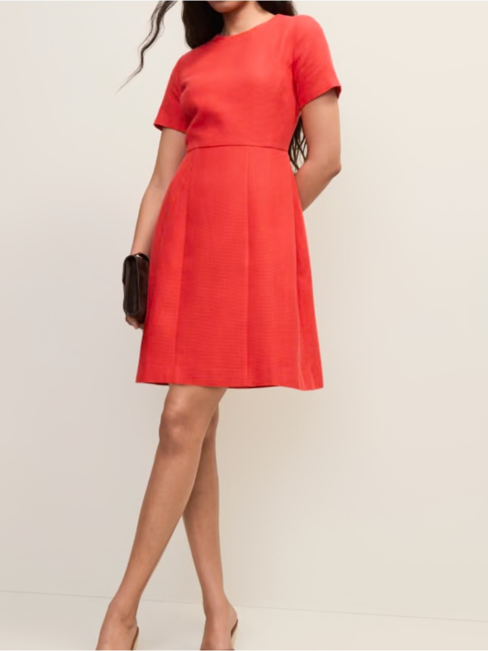 Ann Taylor NWT 14 Women’s Short Sleeve Red A-Line Dress